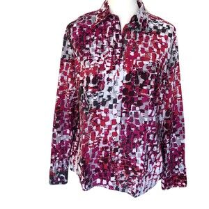 Ann Taylor 100% Long Sleeve Cotton‎ Button Up Office Shirt Blouse Size 10